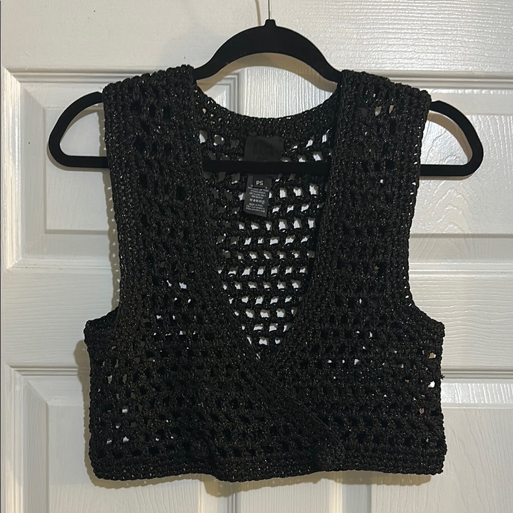 Anna Sui Black Cropped Cut Out Vest